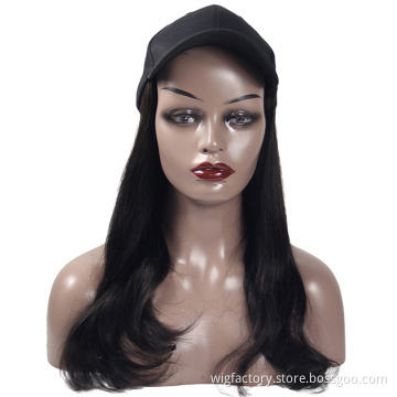 Long Hat Wigs Natural Black Straight,Highlighted Wigs Long Curly Hair Woman Headgear,Full Lace Wig HD Adjustable For Girl
